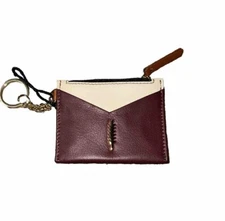 Unisex By THACKER w/Logo Slim Leather Card/CoinHolder.  Zip Top, Key Ring.   NEW