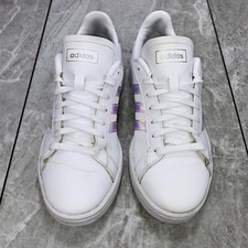 Adidas Grand Court Shoes Women's Size 7 White Leather Sneaker Shoes EE9689