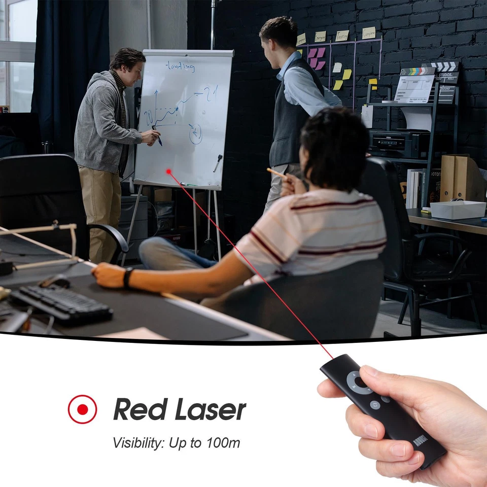 USB PowerPoint Präsentation Fernsteuerung Laser Zeiger August LP200 Schwarz Weiß - Bild 2 von 2