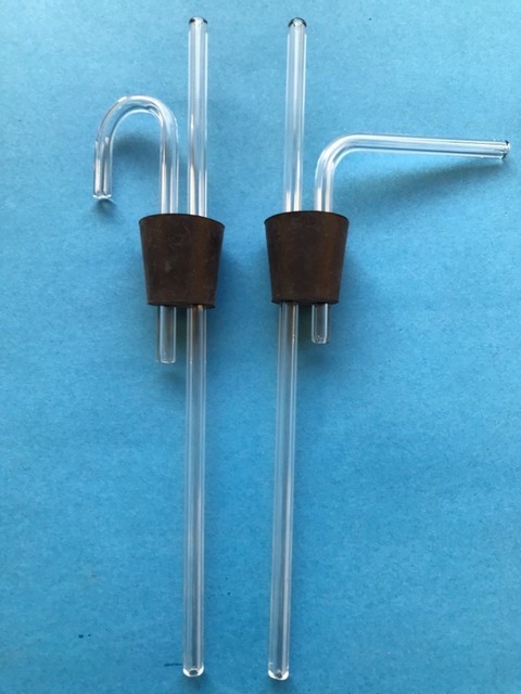 Blaessig Glass #4 two hole rubber stopper with borosilicate glass