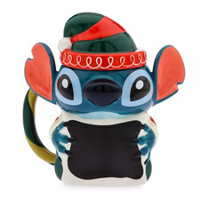 Disney Stitch Holiday Mug with Lid Lilo Stitch - Stoneware - 16oz - New