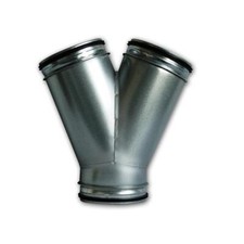 Tubo piegato pezzo pantaloni 45° zincato con guarnizione pezzo a Y da Ø80 mm a 315 mm