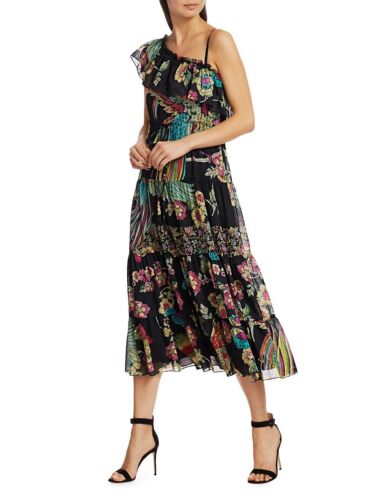Nuevo con etiquetas Rojo Valentino Un Hombro Algodón/Seda Georgette Midi Vestido 6/8 EE. UU. 44EU - Imagen 2 de 15
