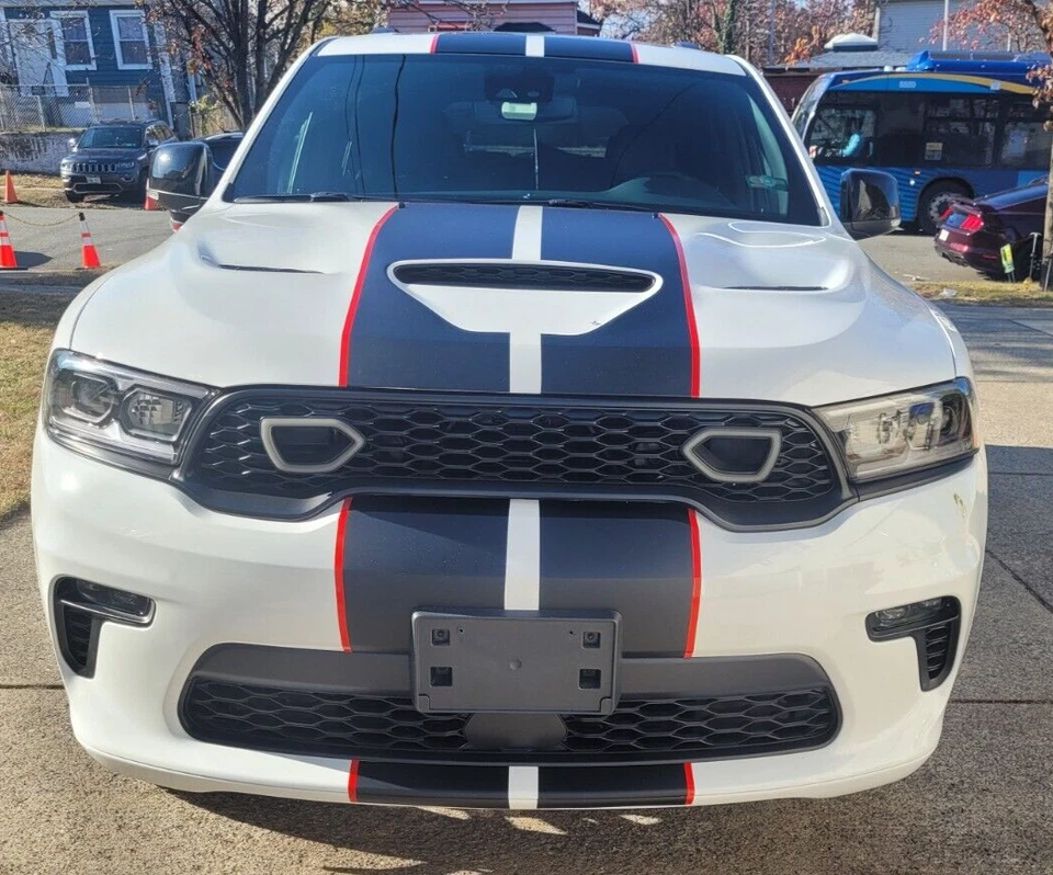 Dual 10" stripes WITH HOOD SCOOP CUT OUT 2017 & UP Dodge Durango Hellcat Demon Foto 4 de 4