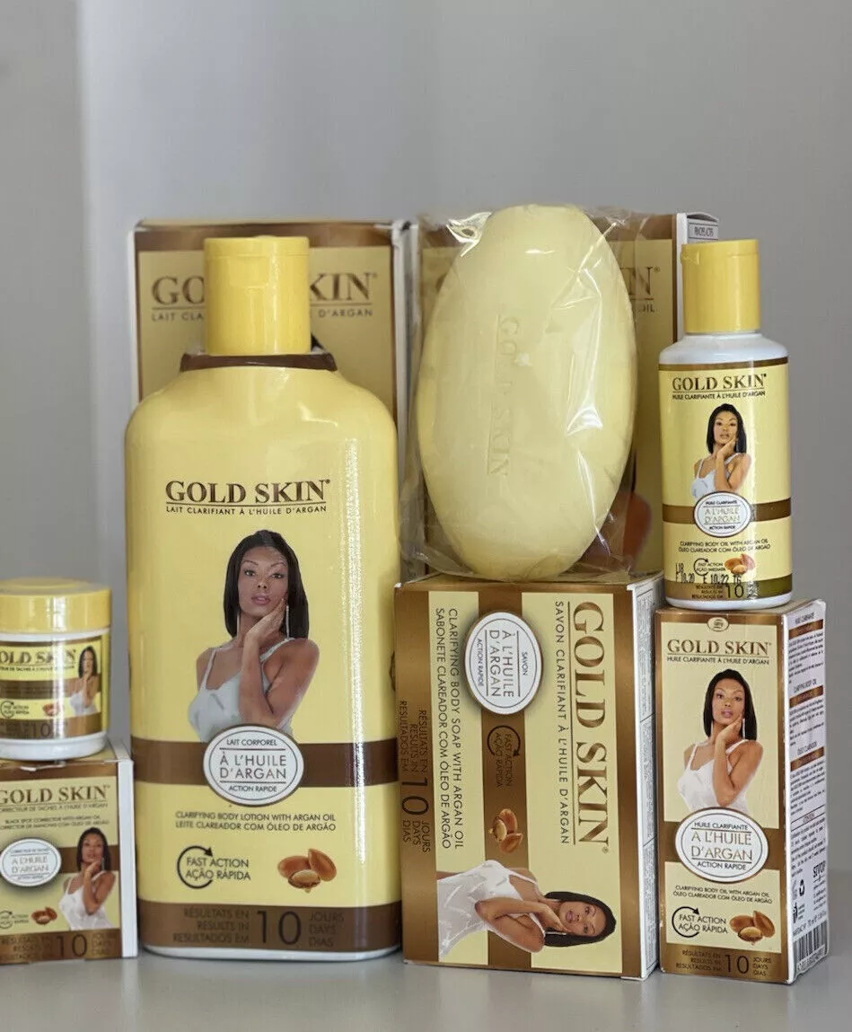 Gold Skin Clarifying Body Lotion Serum Soap Face Cream 4Pieces Set