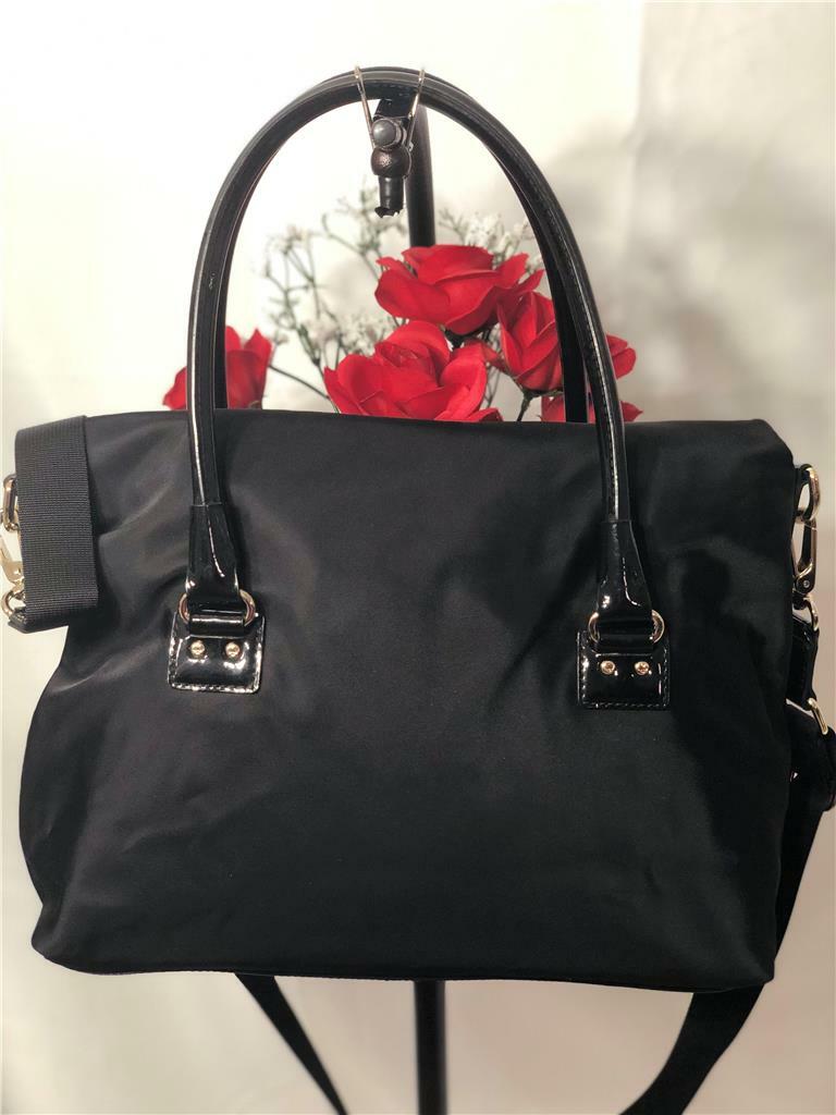 Kate Spade NY Black Nylon Patent Leather Carmen Shoulder Crossbody