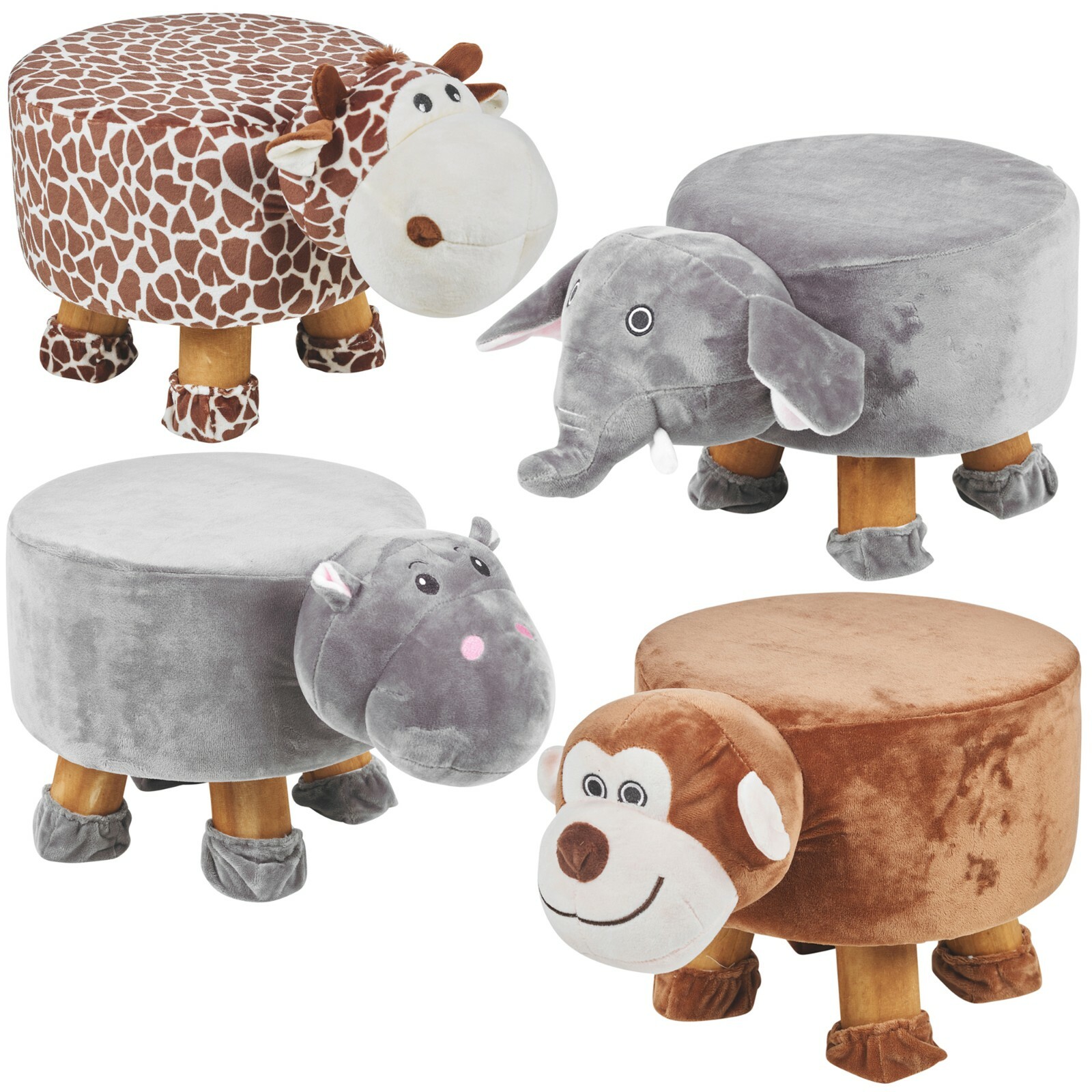 Animal Footstools Shape Ottomans Padded Cushion Rest Seat Footrest