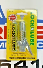 LockNLube Grease Gun Coupler, locks on, doesn't leak, rated over 10,000 PSI