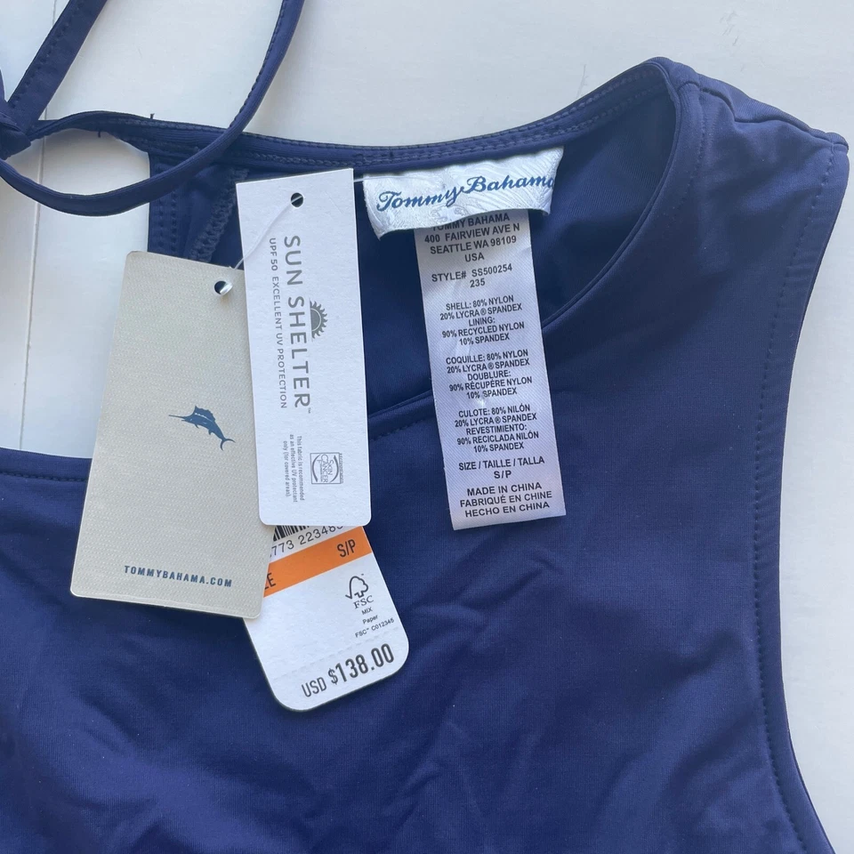 Vestido Tommy Bahama Refugio Solar UPF 50 Natación Encubrimiento SPA Vestido Azul Marino Talla S Nuevo con Etiquetas Foto 3 de 4