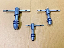 3 Piece Tap Wrench Ratchet T-Handle Set Reversible 1/16" To 1/2" Inch