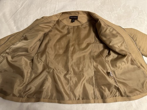 Dana Buchman Women's 8 Tan Cotton Linen Blazer Jacket Safari Work Soft Corporate - Picture 7 of 14
