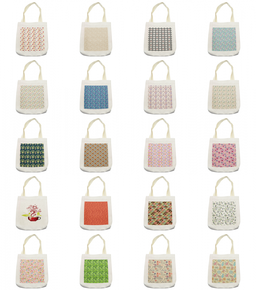 Ambesonne Tea Party Tote Bag Reusable Linen Sack Shopping Books Beach