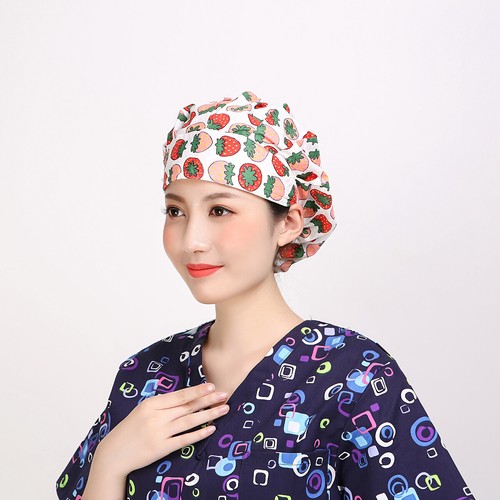 Womens/Mens Florals Printed Cap Scrub Hat/Cap Head Wear Adjustable Accessories - Picture 488 of 660