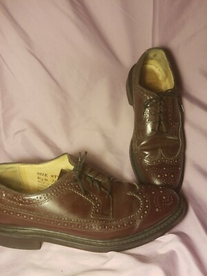 Sears Men\'s Tan Leather Oxfords VTG Sears Wing Tip Brown Pebbled Leather Oxford Power Shoes  main image 3