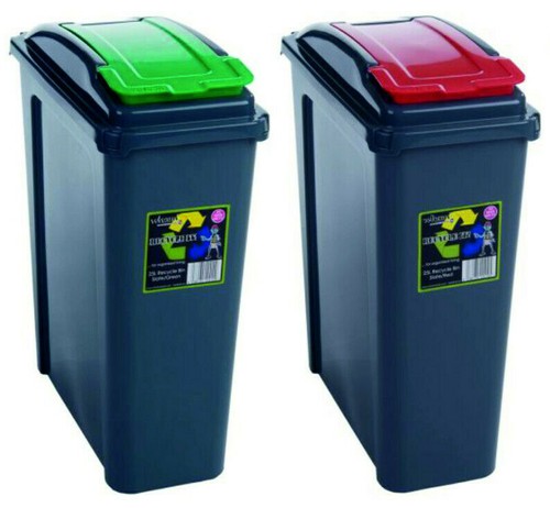 25L Plastic Recycle Slimline Bin with Lids Waste Dustbin Garden, Assorted Colour - Picture 4 of 26