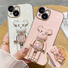 For iPhone 14 Pro Max 13 12 11 XS XR Cute Candy Cool Bear Stand Shockproof Case