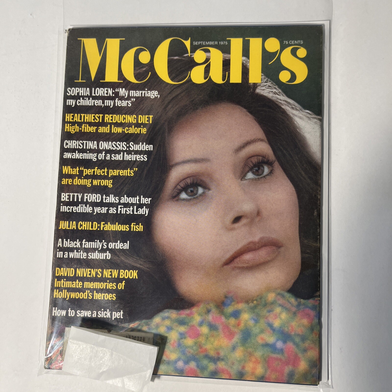 McCall's Magazine Back Issue September 1975 Sophia Loren Julia Child