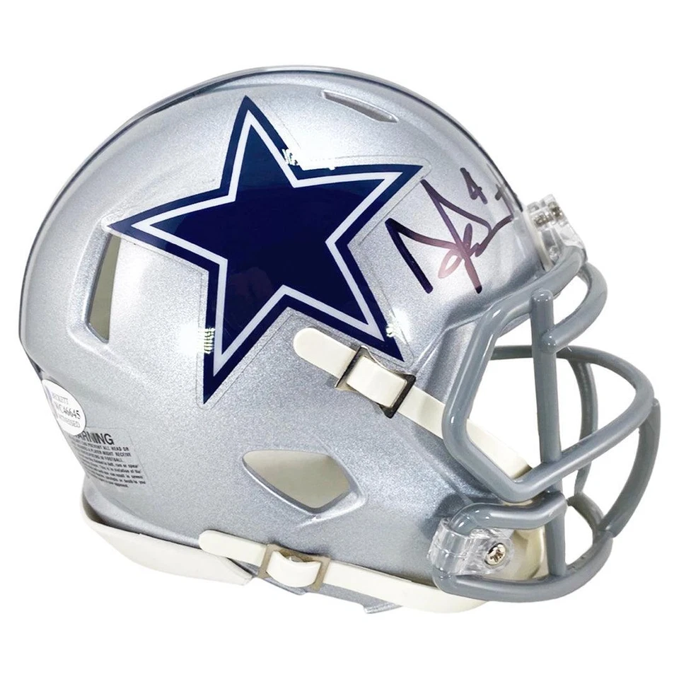 Mini casco de fútbol americano de velocidad firmado por Dak Prescott de los Dallas Cowboys (Beckett) Foto 3 de 3