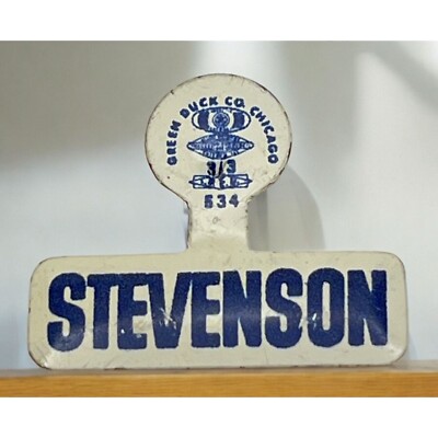 Vintage Adlai Stevenson for President Fold Over Pin Election Campaign