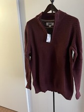 NWT Joseph Abboud men athletic half zip knit sweater shirt 100% cotton wine 🍷 L