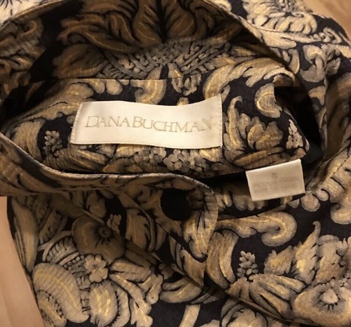 Dana Buchman Exquisite Silk Romantic Floral Damask Long Jacket Coat Size 4 - Picture 5 of 12
