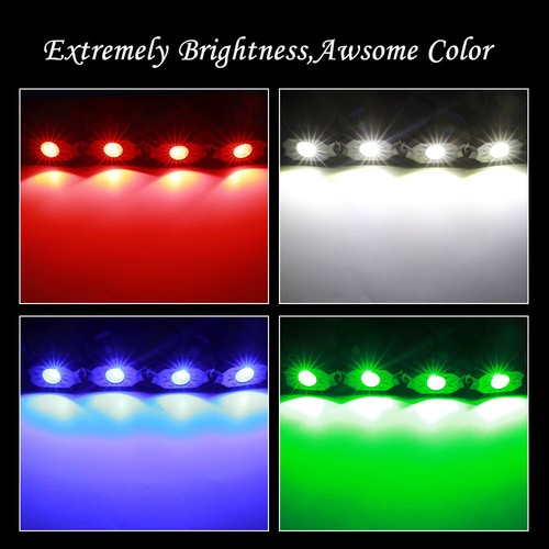 Upgrade 4 Pods Neon RGBW LED Rock Lights Bluetooth Controller Multicolor Music - Picture 5 of 18