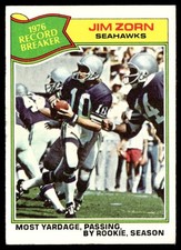 1977 Topps Football Card Jim Zorn Record Seattle Seahawks #455 EX