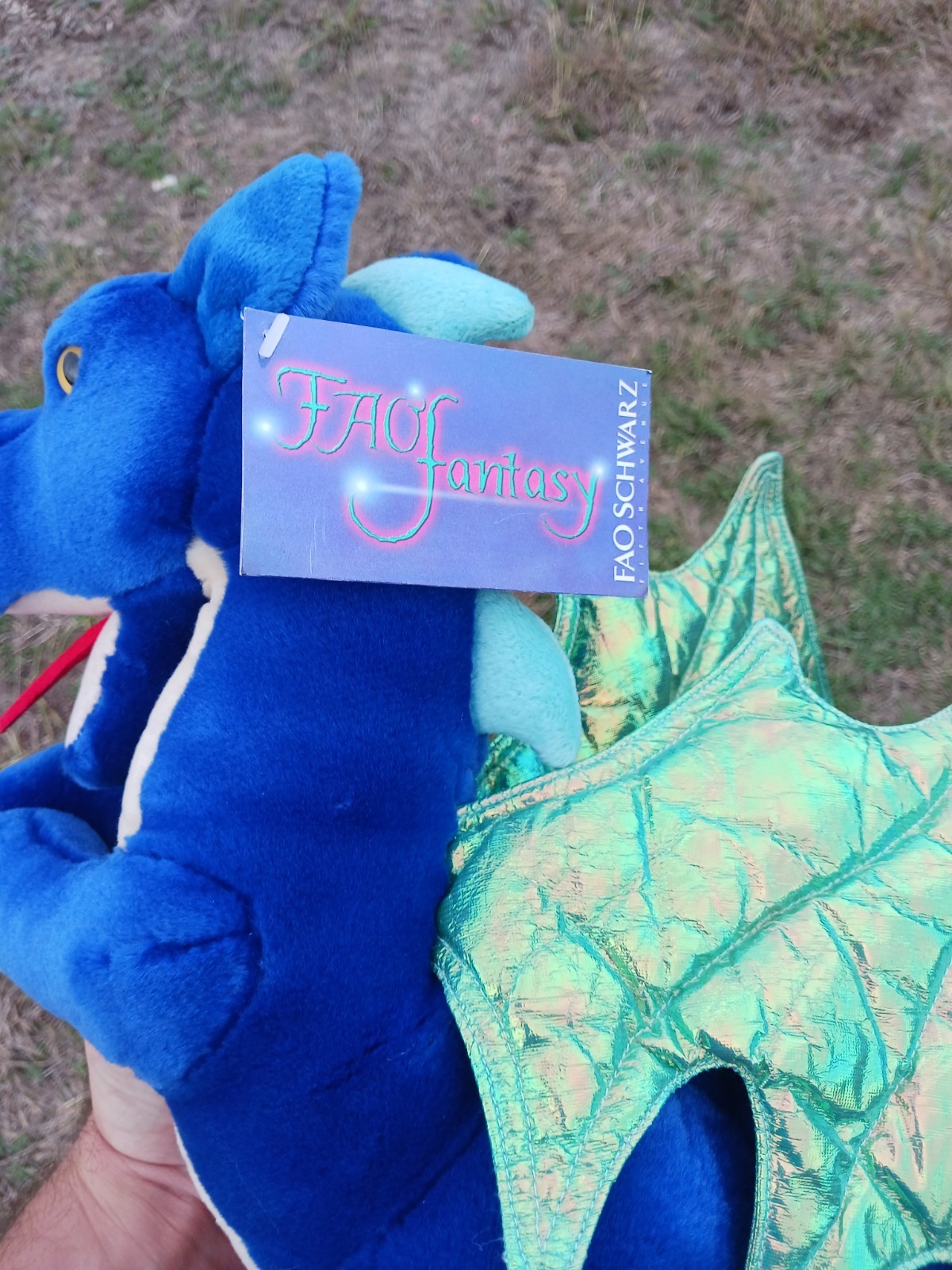FAO Schwarz  Royal Blue  Plush Dragon with wings