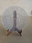 VTG Federal Glass Heritage Clear 8" Dessert Plate, Beaded Floral