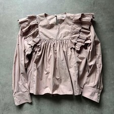 Isabel Marant toile Pink Ruffle Blouse Long Sleeve Cut Lace