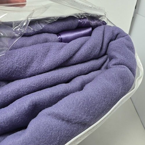 Fieldcrest Velvet Touch Acrylic KING Size Purple Blanket Satin Trim - Picture 7 of 7
