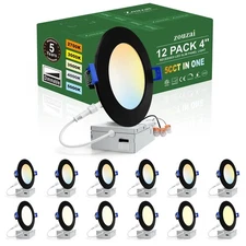 Energy Star 12-Pack 4-Inch Black Dimmable LED Recessed Lights - 5 Color Options
