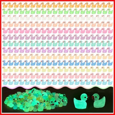260PCS Glow in Dark Mini Resin Ducks Tiny Duck Decor Set