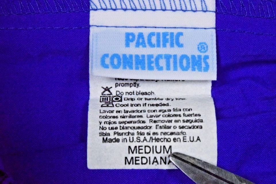 Vintage Shorts Pacific Connections Size M 90s Blue Nylon High Waist Made USA - Image 3 of 4