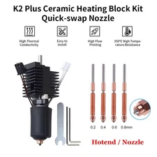 Hot End For Creality K2 Plus Ceramic Heating Block Hotend Kit Quick-Swap Nozzle