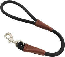 Short Dog Leash- 18, 24 Inch Strong Nylon Training Traffic Leash- Classic Black