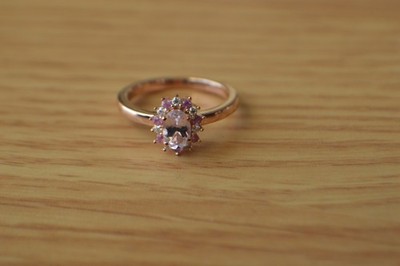 0.85ct Martha Rocha Kunzite / Multi Gem Ring 18K RG Plated over Fine Silver Sz 6