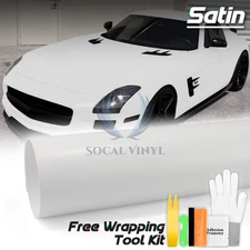 Premium Satin White Matte Flat Vinyl Wrap Sticker Film DIY Decal Bubble Free
