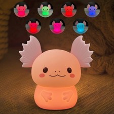 Cute Axolotl Night Light for Kids - Soft Silicone Lamp for Nursery  Bedtime