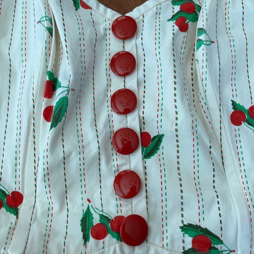 Womens Maple Size 4 Cherry Print Tank Top Cotton Pinstriped Anthropologie - Picture 7 of 7