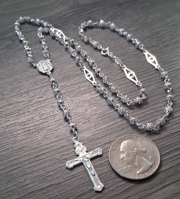 rosario de plata 925  24'' 4mm  catholic silver rosary plata real autentica.