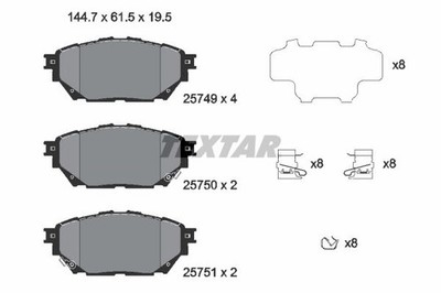TEXTAR 2574901 Bremsbelagsatz, Scheibenbremse für FUSO (MITSUBISHI),MITSUBISHI