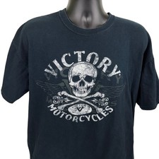 Victory Motorcycles Skull Crossbones Graphic T Shirt Black XL