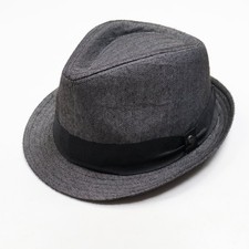 Stetson Hat Men's Large Gray Herringbone Fedora Black Band Classic Style