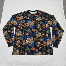 Sz XL Assholes*s Live Forever Long Sleeve Shirt Tropical Tiger AOP Graphic Black