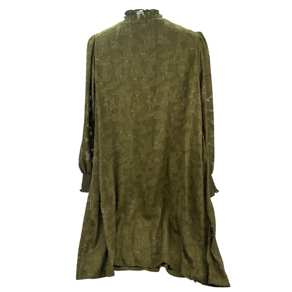 Vestido Tommy Hilfiger Para Mujer Cambio Chifón Manga Larga Cuello Simulado Talla 16 Oliva Foto 2 de 4