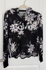 Calvin Klein Performance Women  s L Pullover Crop Hoodie Floral Logo