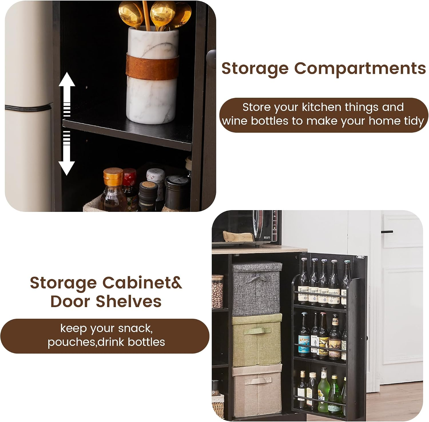 Mini Fridge Cabinet with Storage, Coffee Bar Cabinet with Mini Fridge ...