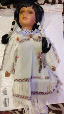 Native American Indian Girl Porcelain Doll