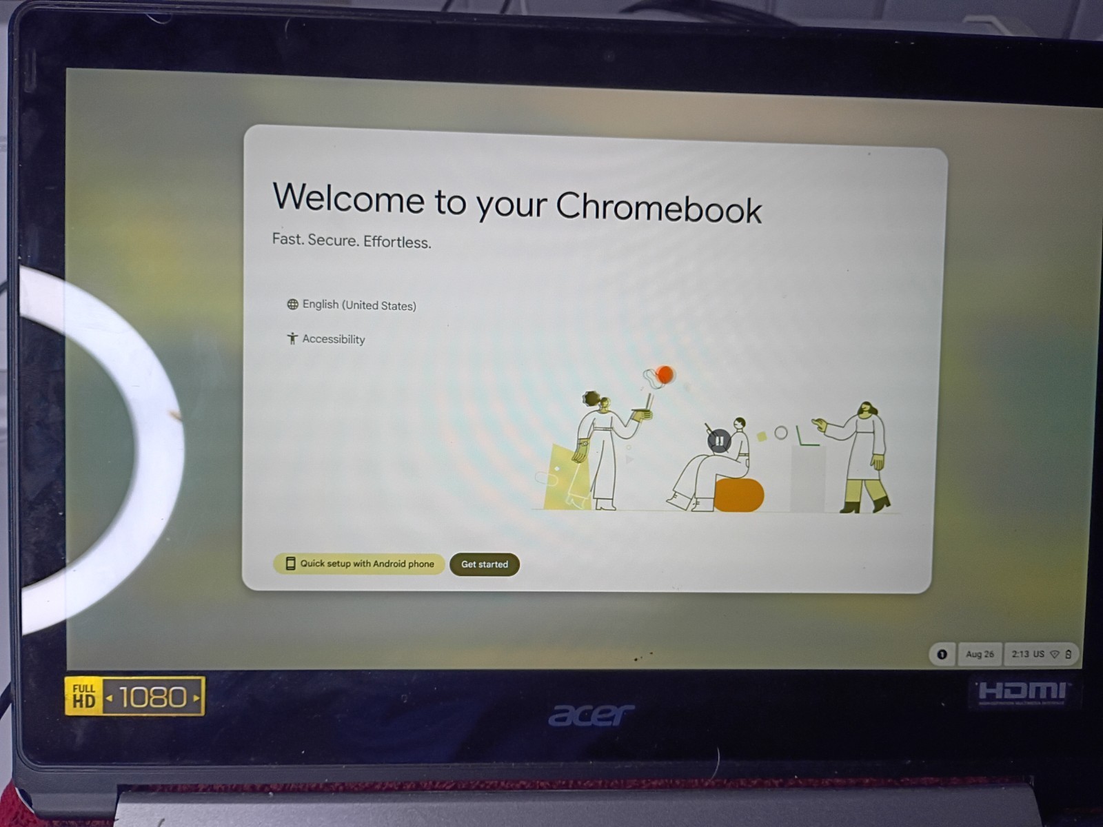 13.3" Acer Chromebook R13 CB5-312T Series - Silver, USED NO 